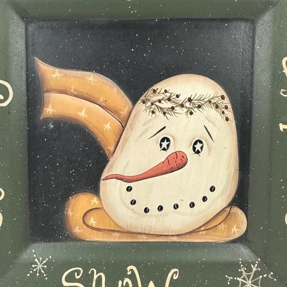 The Hearthside Collection Starlight Delivery Snow Express Primitive Plate Wood - Picture 2 of 8